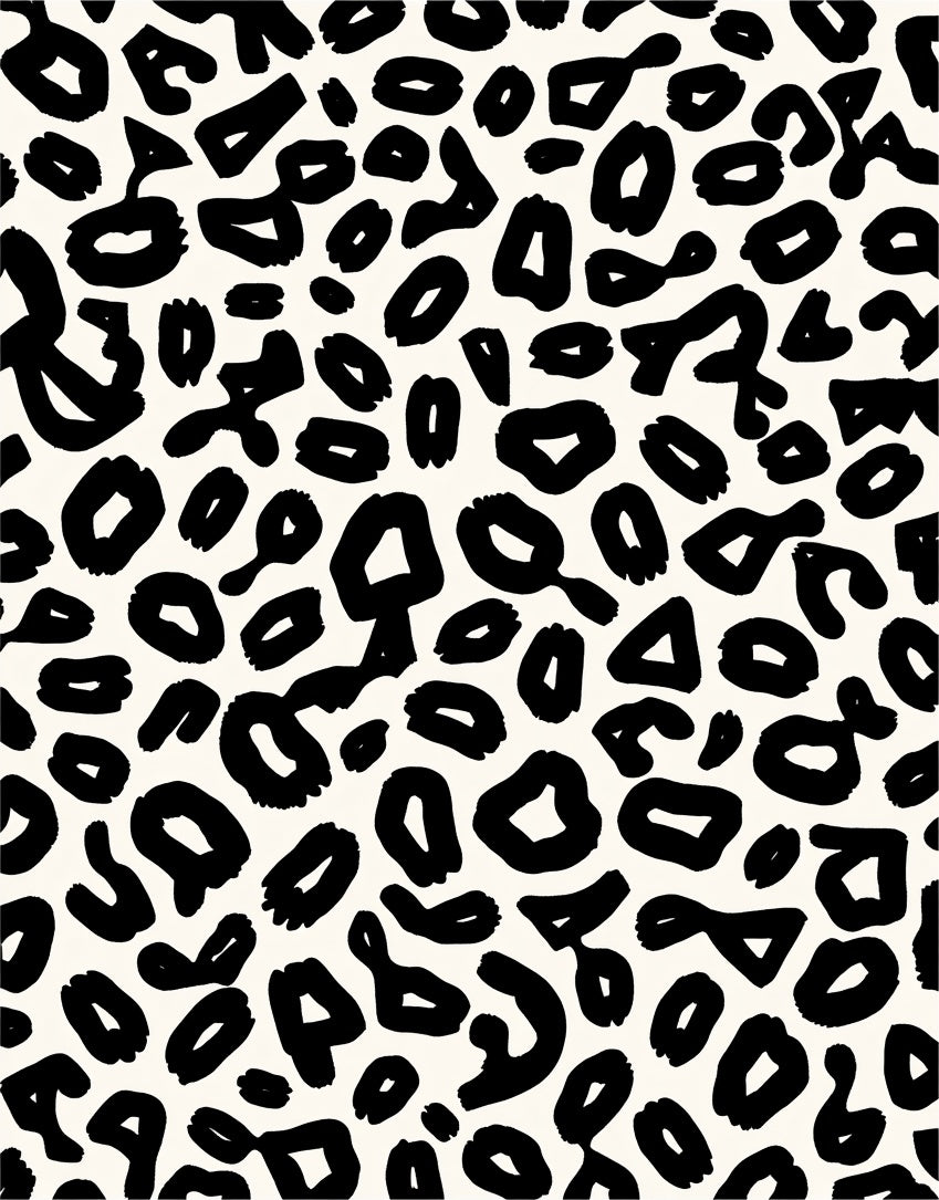 Abstract Black Leopard Spots Pattern Rug