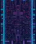 Circuit Board Neon Pattern Rug