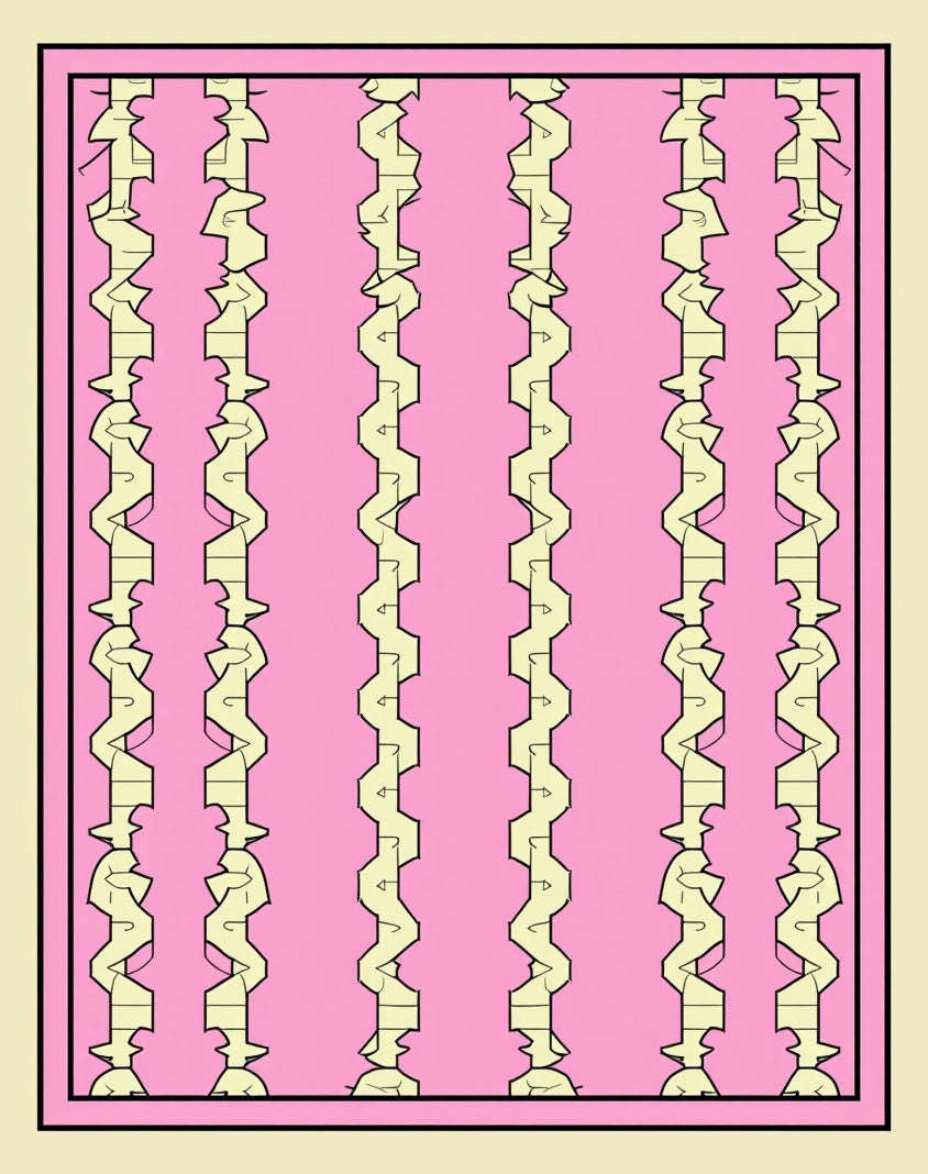 Pink Yellow Abstract Geometric Pattern Rug