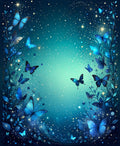 Enchanted Blue Butterfly Sparkle Garden Rug
