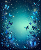 Enchanted Blue Butterfly Sparkle Garden Rug