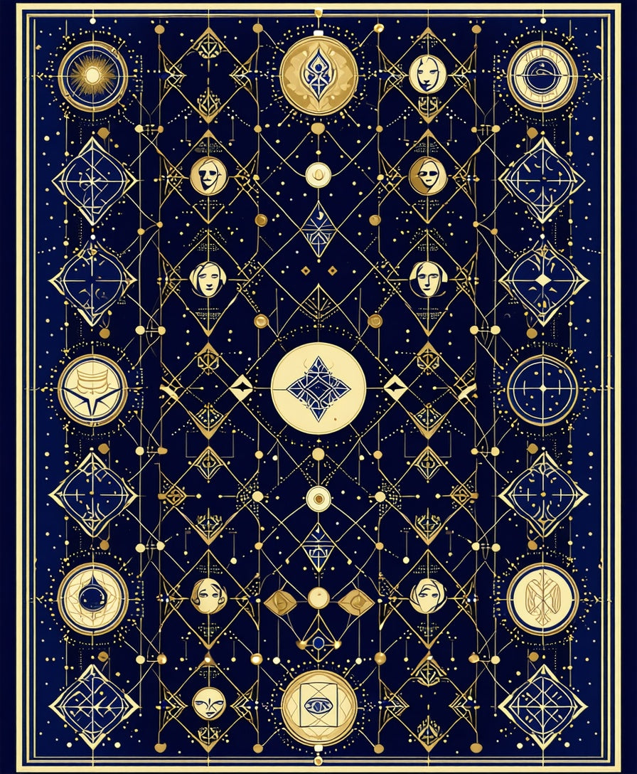 Celestial Geometric Starburst Pattern Rug