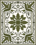 Green Leaf Medallion Floral Motif Rug