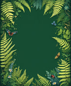 Fern and Butterfly Forest Pattern Rug