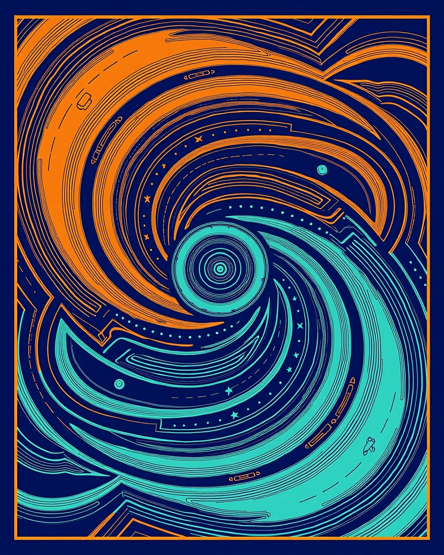 Energetic Swirl Nebula with Stars Rug