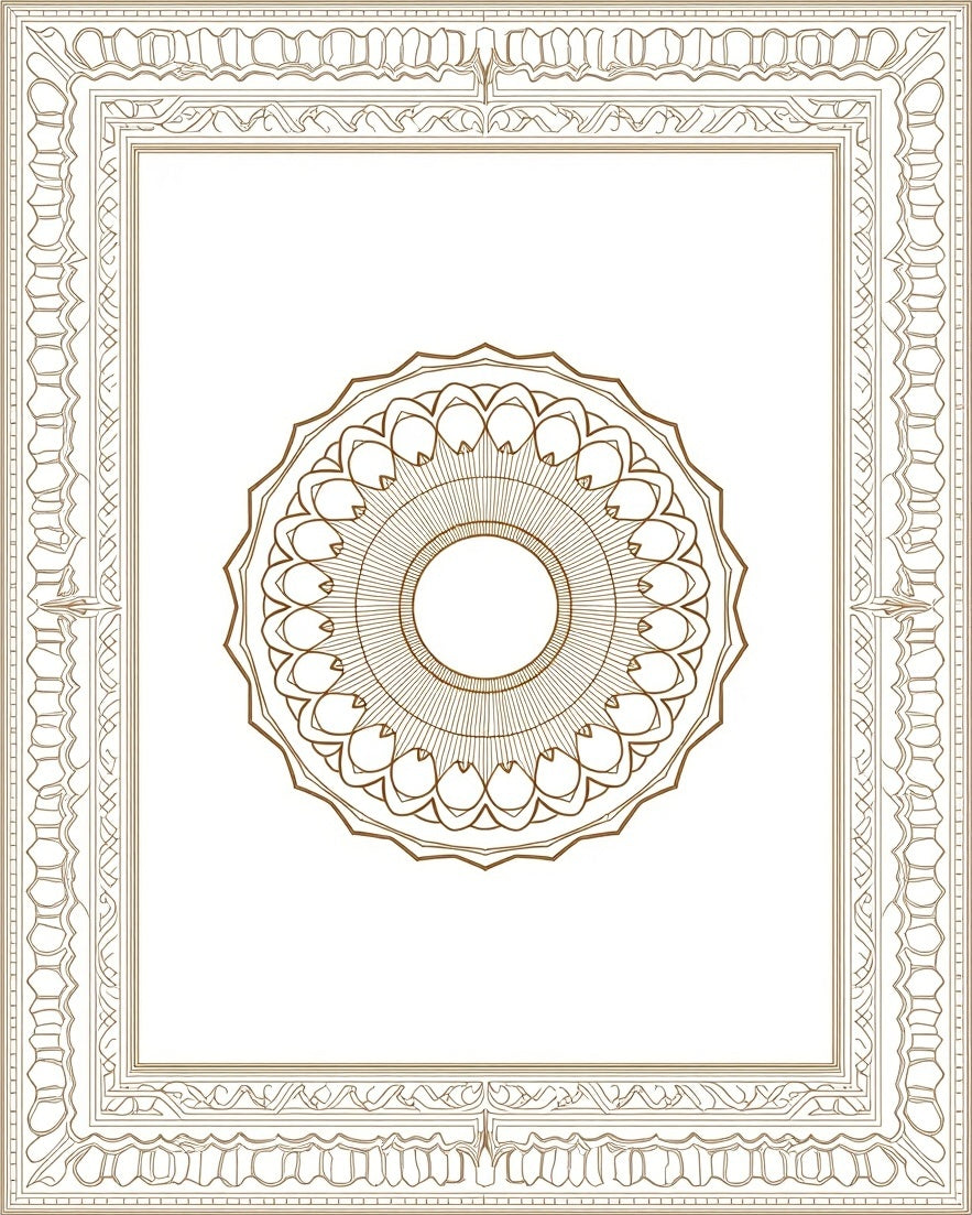 Intricate Circular Medallion Bordered Design Rug