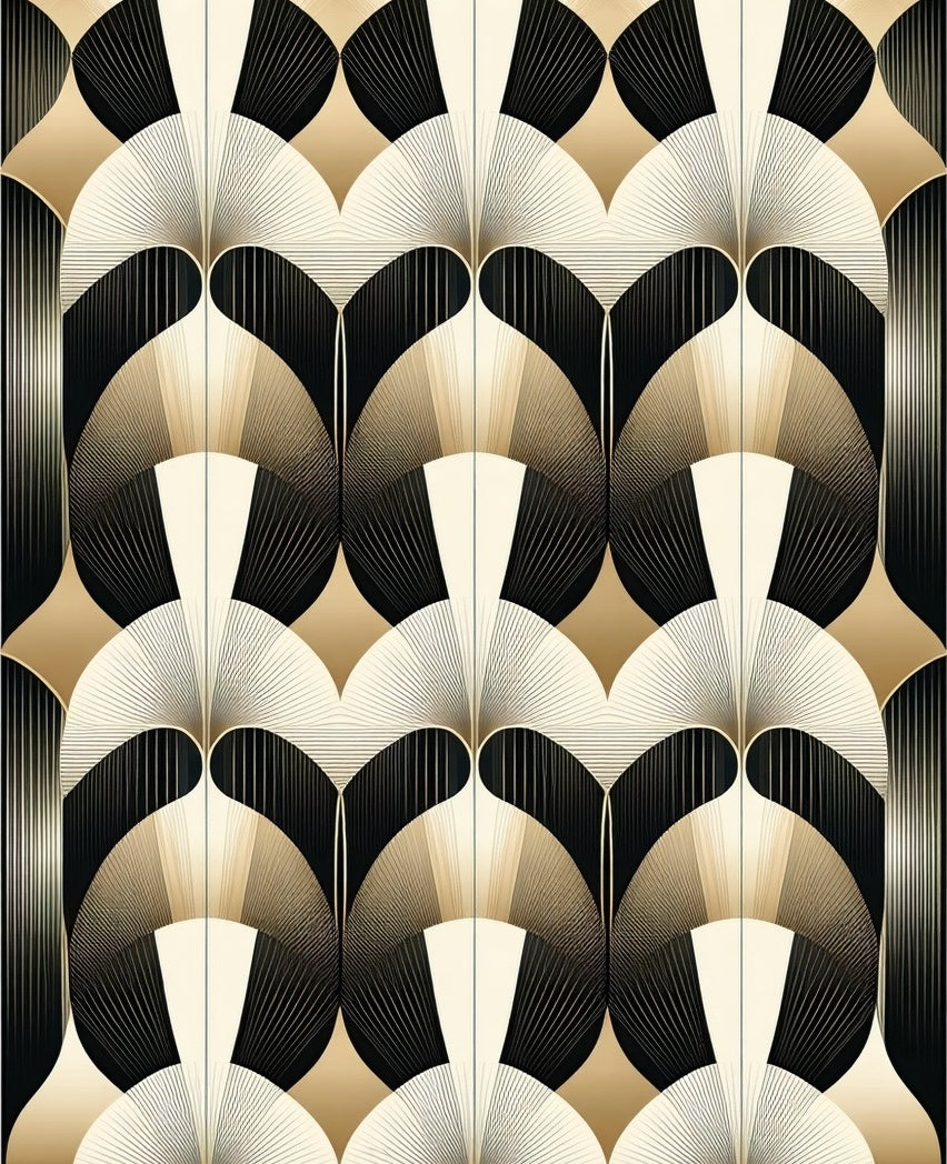 Glamorous Fan Art Deco Pattern Rug