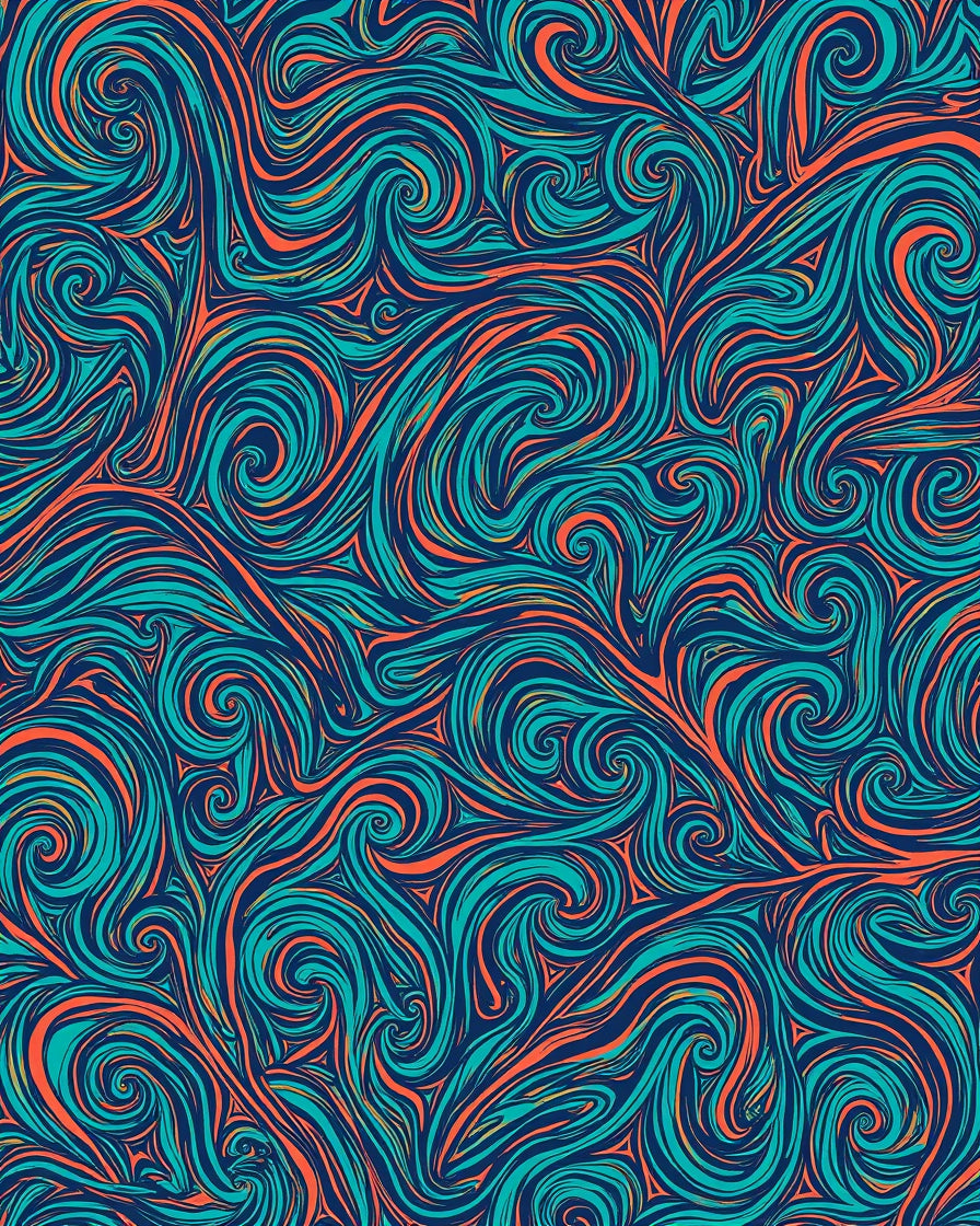 Teal Orange Swirl Vintage Pattern Rug