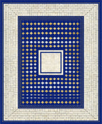 Classic Blue Gold Geometric Tile Rug