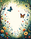Enchanting Garden Butterfly Floral Design Rug