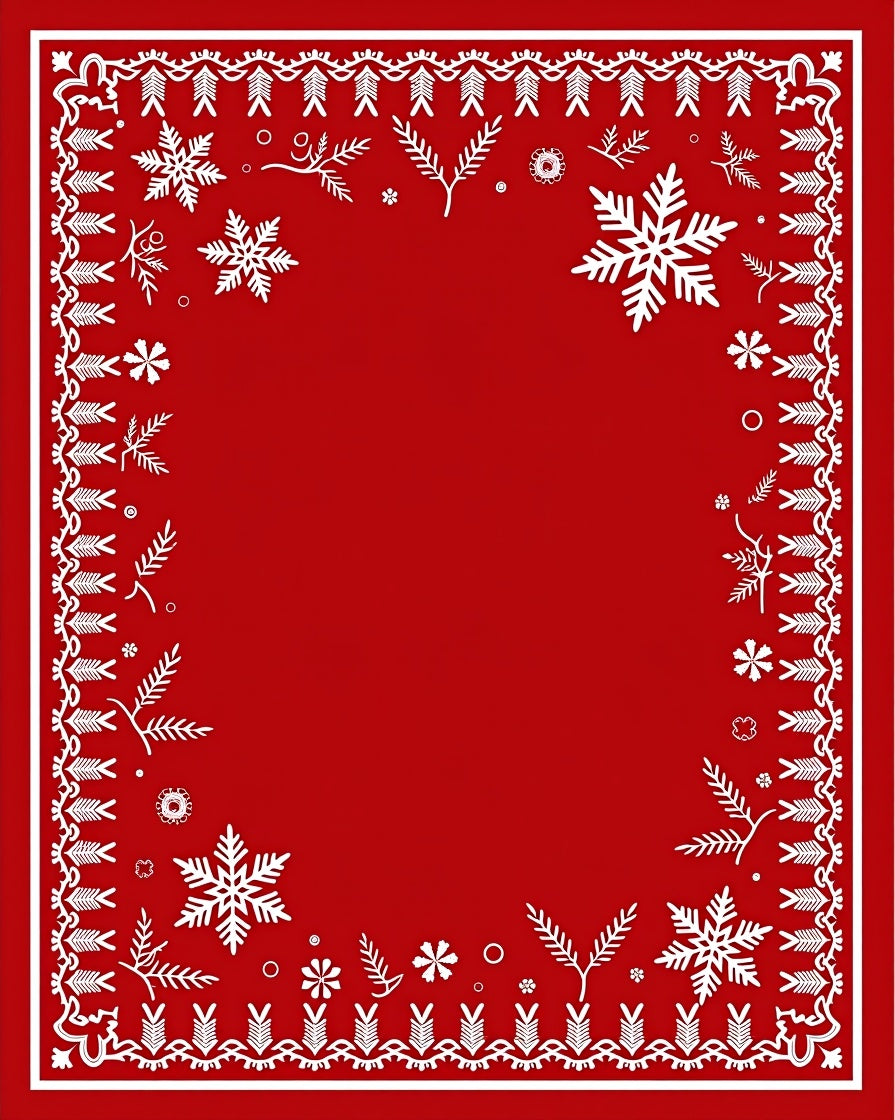 Crimson Snowflake Winter Garden Rug
