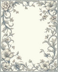 Gray Floral Swirls Border Design Rug
