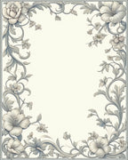Gray Floral Swirls Border Design Rug