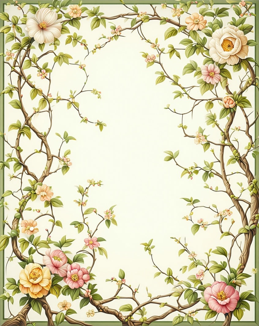 Whimsical Blossom Vine Pattern Rug
