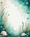 Ocean Life Watercolor Scene Rug