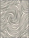 Abstract Black Line Swirl Pattern Rug
