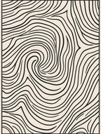 Abstract Black Line Swirl Pattern Rug