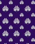 White Fan Pattern on Deep Purple Rug
