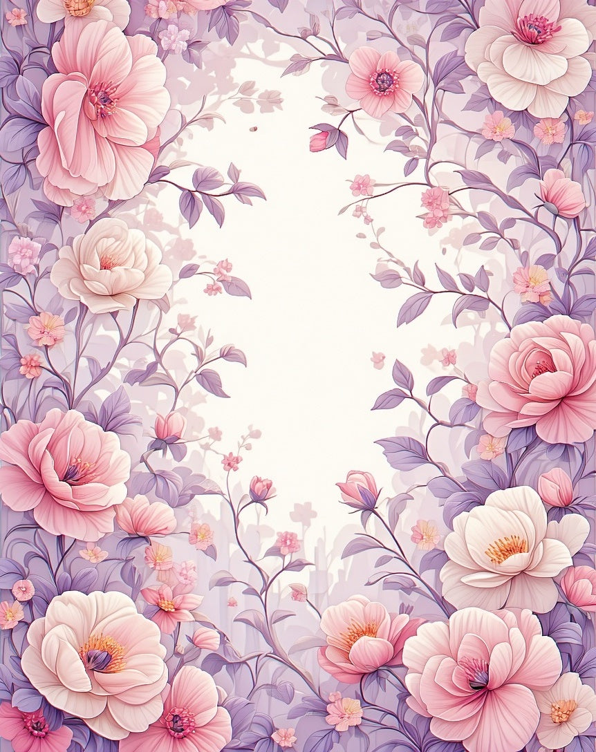 Soft Pink Floral Vine Pattern Rug