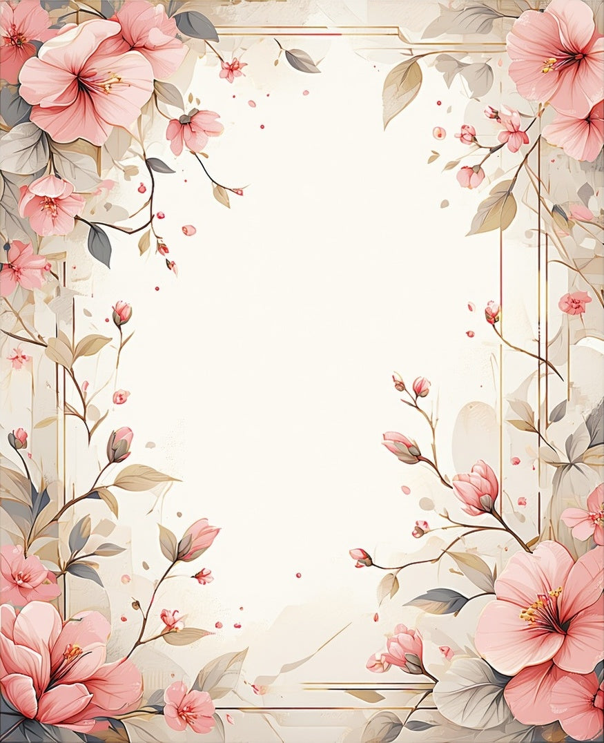 Elegant Pink Floral Sprig Design Rug