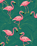 Pink Flamingo Tropical Leaf Pattern Rug