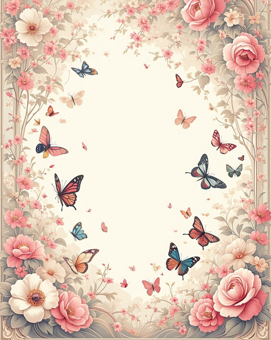 Floral Butterfly Garden Vintage Design Rug