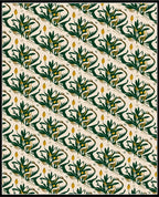 Abstract Botanical Pattern with Yellow Buds Rug