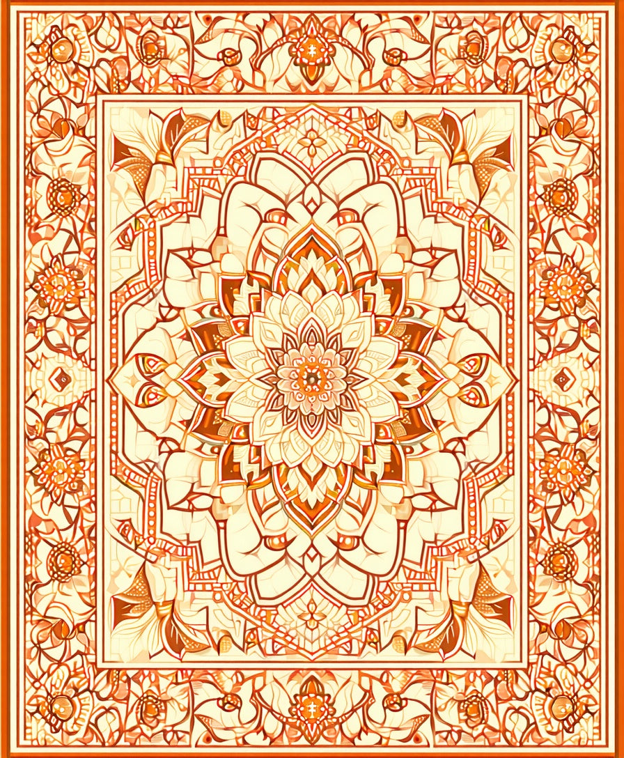 Ornate Floral Mandala Inspired Rug