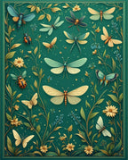Garden Insects Floral Tapestry Rug