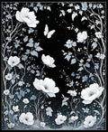 Monochrome Botanical Garden Whimsical Rug