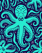 Teal Octopus Tentacles Pattern Design Rug