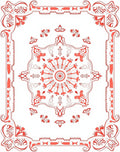 Ornate Coral Floral Mandala Rug