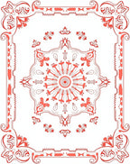Ornate Coral Floral Mandala Rug