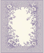 Floral Wreath With Geometric Border Rug