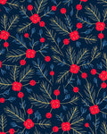 Festive Red Berry Pine Branch Rug