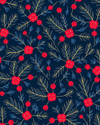 Festive Red Berry Pine Branch Rug