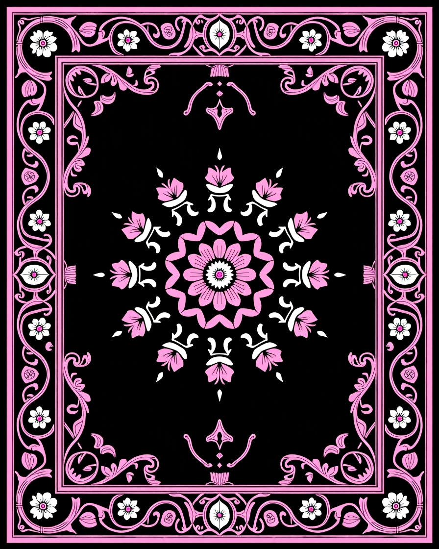 Pink Floral Medallion Baroque Rug