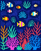 Colorful Coral Reef Fish Design Rug