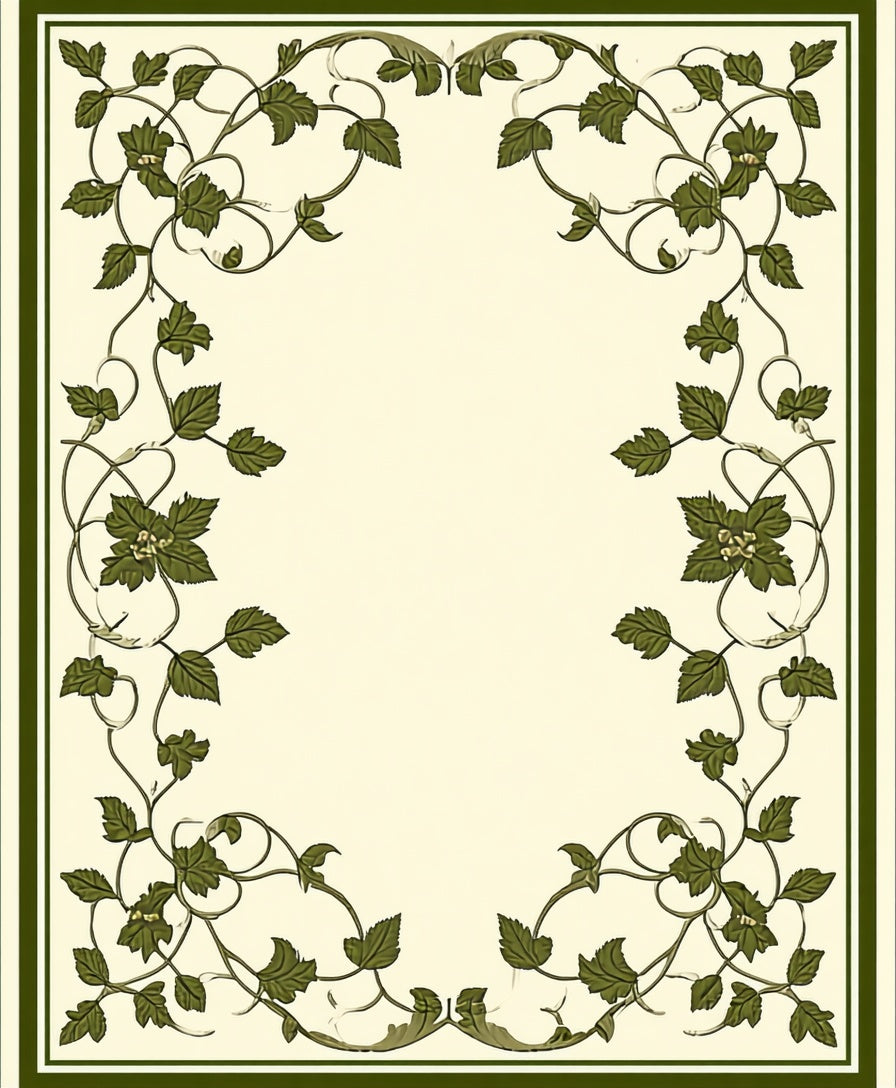 Vine Swirl Leaf Border Design Rug