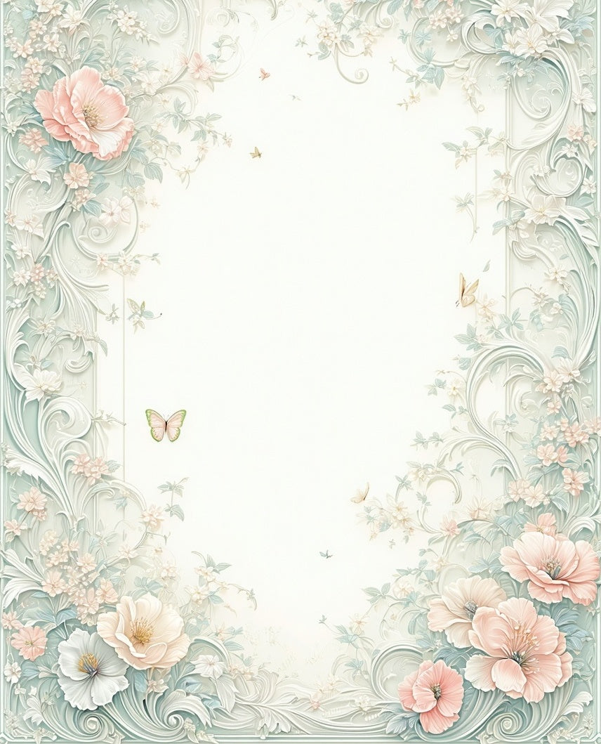 Soft Floral Butterfly Pattern Rug