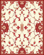 Elegant Red Floral Swirl Pattern Rug