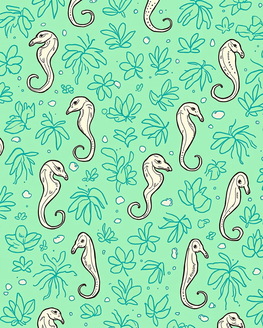 Charming Seahorse Floral Pattern Rug