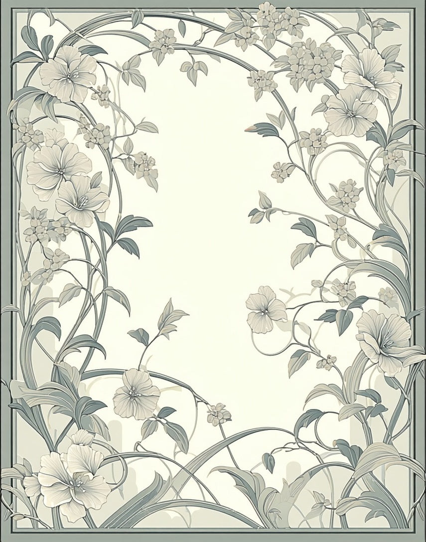 Vintage Floral Vine Scroll Design Rug