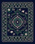 Floral Birds With Intricate Scrollwork Design Rug