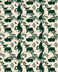 Deep Green Animal And Floral Pattern Rug