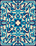 Abstract Blue Geometric Maze Rug