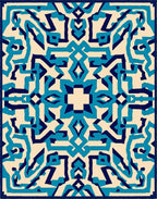 Abstract Blue Geometric Maze Rug