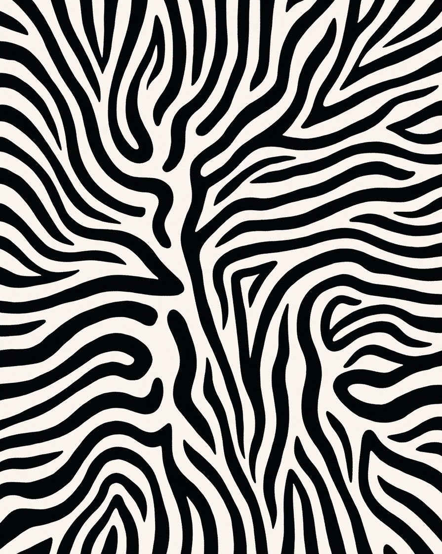 Abstract Black White Animal Print Rug