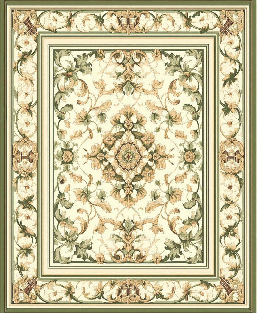 Ornate Floral Patterned Antique Style Rug