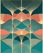 Golden Fan Art Deco Pattern Rug